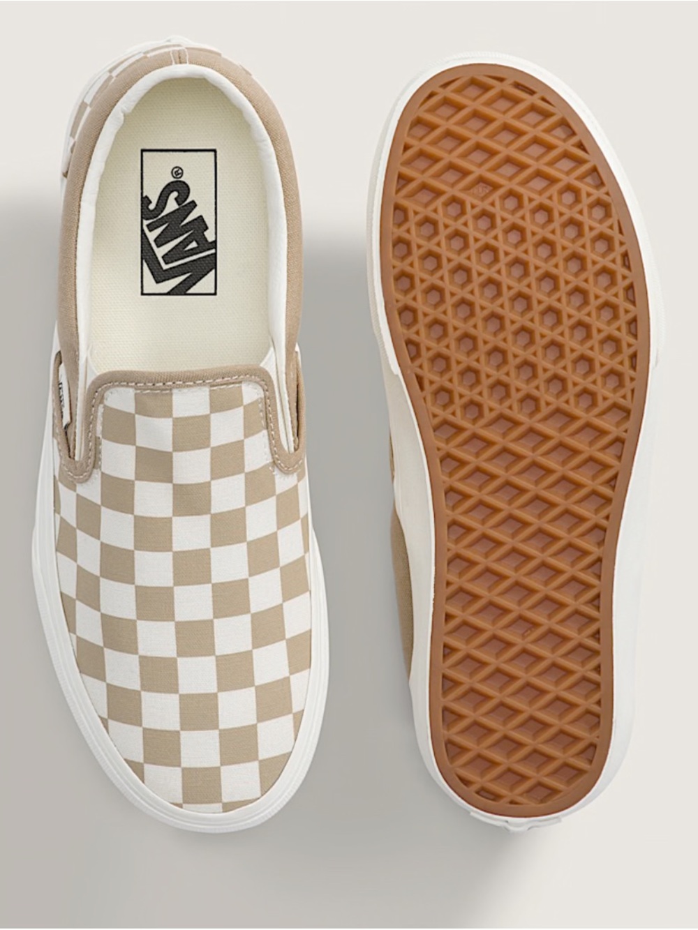 Vans Classic Slip-On Checkerboard Sneakers in Brown & Cream Style VN000D6Y4MG - Picture 5 of 9